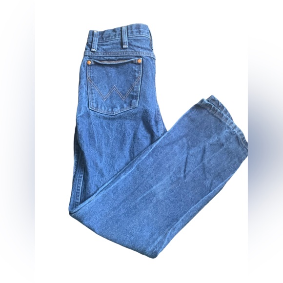 WRANGLERS Mens 936DEN Straight Leg Slim Fit Rough Blue Jeans 31 X 30 EUC - Picture 7 of 12